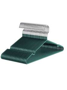 100个/60个/30个/20个/10个/1个装橡胶涂层金属衣架，防滑耐用，节省空间，银色挂钩，适用于衬衫、连衣裙等衣物，衣柜收纳整理