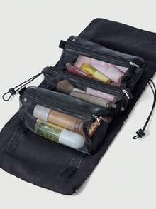 ROMWE Grunge Punk 1件时尚可折叠豹纹蝴蝶结装饰3件套网眼化妆包 - 棕色 - 查看 2