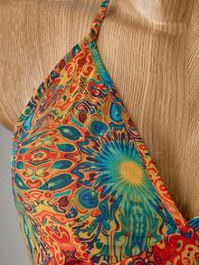 Bellisia Women's Halter Neck BOHO Crazy Paisley Fringe Hem Cover Up Coverup Boho Swimsuit Short Beach Dress Summer Sexy Dress Hippie Top Swimdress Women's Beach Fashion Party - Multicolor - View 3