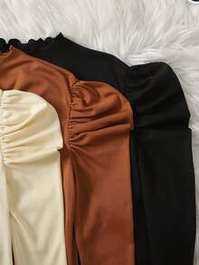 SHEIN 青少年女孩休闲纯色三件套上衣套装 - 彩色 - 查看 3
