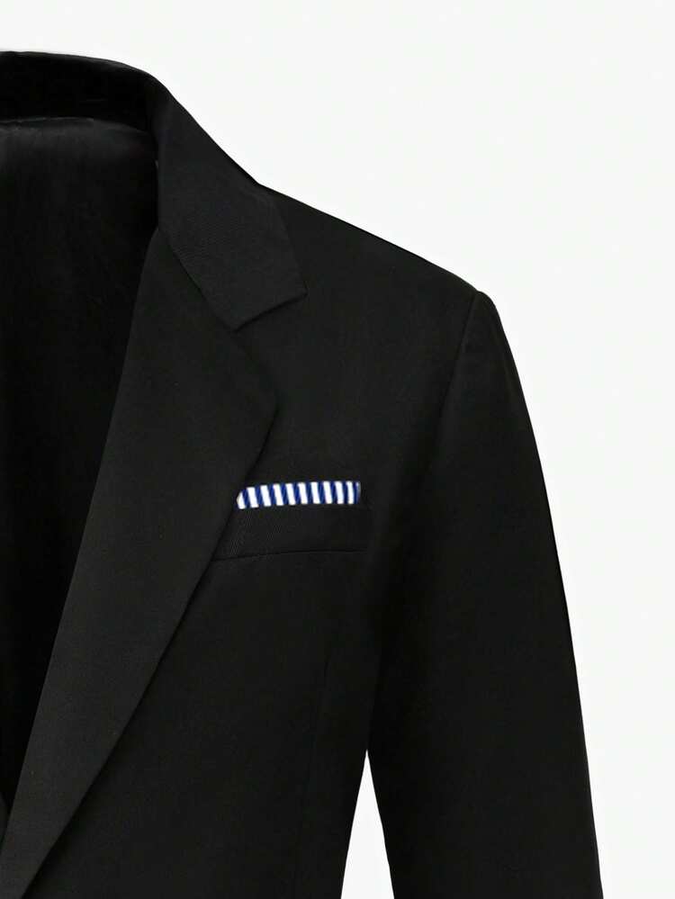 Calvornis Conjunto de chaqueta de manga larga y pantalones cortos de un solo color para hombre - Negro - Añade 5