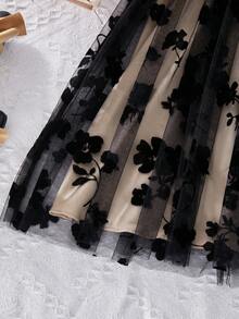 Váy lưới tay lửng họa tiết hoa thanh lịch, nữ tính cho bé gái - Nhiều màu - Xem 6