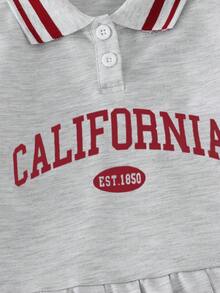 Casuvi Kids 女童时尚休闲学院风印花条纹褶皱连衣裙，适合上学、日常穿着、户外运动，春秋季皆宜。