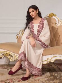 CUCCOO TILAWA Women's Round Toe Rhinestone Flat Slip-On Shoes - Burgundy - View 2