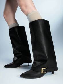 Sugerpunk Pointed Toe, High Shaft, Thin Heel Over The Knee Boots, Women's Sexy Lady Rider Boots Black Boots Fall For Christmas - Black - View 6