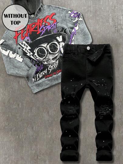 New Vintage Young Boy Fashion Casual Soft Splatter Paint Ripped Frayed Skinny Black Jeans Fall Winter,Casual And Versatile For Boys Fall/Winter Dailywear And Streetwear Outfits,For Boys Christmas Outfits,Baby New Year Clothes,Thanksgiving Outfit For Boys,Stylish Boys Jean,Boys Graduation Outfits,Boys Winter Jeans,Toddler Denim Clothes,Winter Clothes