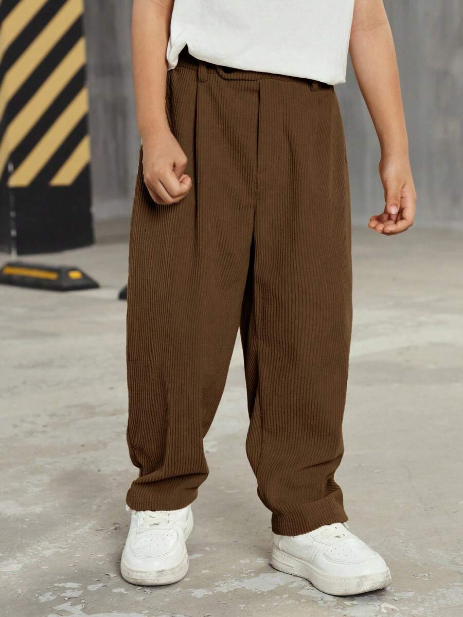 Pantaloni casual larghi e dritti per bambini/ragazzi, di colore unito, comodi e versatili per la scuola, il giardino, la spiaggia, il compleanno, primavera, estate, autunno, inverno