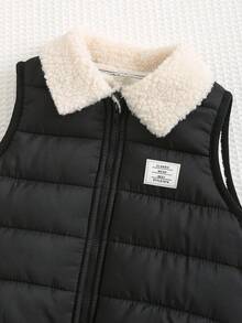 Cozy Pixies 3pcs/Set Young Boy Soft Knit Crew Neck Long Sleeve Pullover Sweatshirt, Contrast Color Sleeveless Vest, And Elastic Waist Pants - Black - View 9