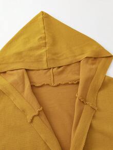 Manfinity Homme Cardigan à capuche décontracté à manches longues et ouvert sur le devant de couleur unie pour hommes, jaune, pour l'hiver - Jaune citron - Voir 5