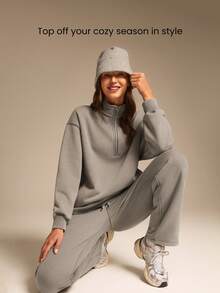 GLOWMODE Winter Weave Soft Warm Plush Chenille Yarn Crochet Bucket Hat Autumn Winter Daily Casual Wear - Beige - View 2