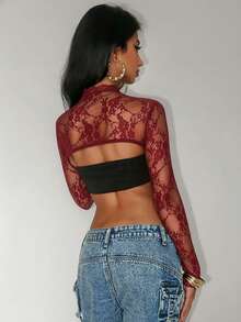 Jeanoix Women's Lace Fabric Sexy Daring Avant-Garde Blouse