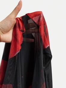 Firerie Kids Firerie Kids 少女不对称肩部扎染印花针织上衣，休闲时尚，百搭，春夏新品，可与母女、姐妹装搭配；露肩上衣；少女黑色和红色玫瑰花不对称领口T恤 - 黑色 - 查看 3