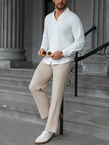 Manfinity Homme Męski casualowy komplet z koszulą i spodniami w jednolitym kolorze