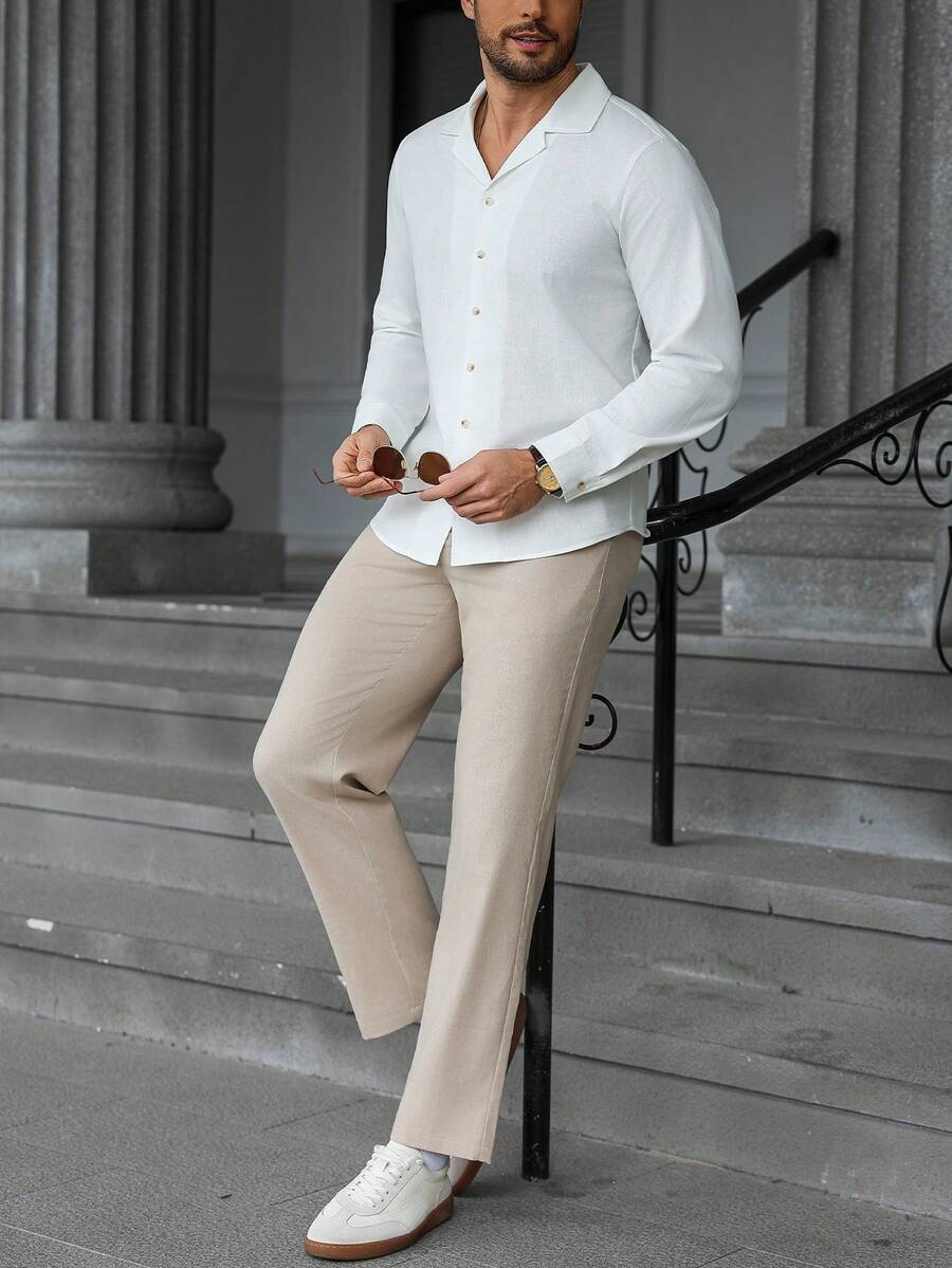 Manfinity Homme Męski casualowy komplet z koszulą i spodniami w jednolitym kolorze