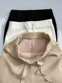 Franclia Petite 新款秋冬保暖宽松针织抽绳休闲毛衣裤套装（女款） - 杏色 - 查看 7