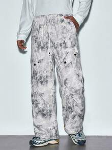 Modcrash 男士数码印花时尚百搭直筒工装裤，休闲裤，慢跑裤，伞兵裤，摩托车裤，丝滑个性化工装裤，春秋夏季皆宜 - 白色 - 查看 1