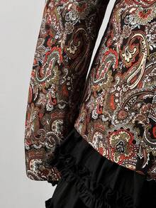 Sunspun Vintage Retro Muster Knopfkragen Langarm Jacke in Große Größen - Verschiedenfarbig - Übersicht 5