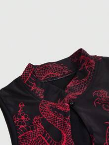 ROMWE Avant Retro J-FASHION Chinese Style Red Tiger Print Women Tank Top - Multicolor - View 3