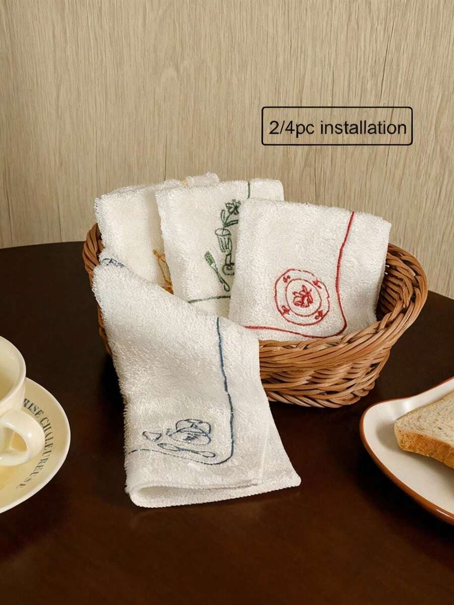 Cirelle 2件/4件家用厨房抹布吸水不油腻双层加厚不起毛洗碗布百洁布 - 彩色 - 查看 1