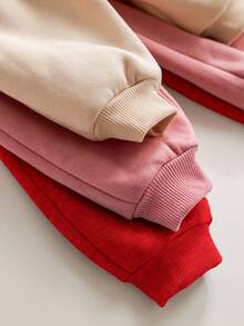 SHEIN 女婴可爱休闲纯色长袖卫衣套装 - 彩色 - 查看 4