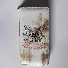 ROMWE Grunge Punk White Background Butterfly Long Wallet, Simple And Versatile - 白色 - 查看 6
