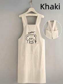 1PC Cute Bear Print Apron Baking Chef Uniform For Home Restaurant Use Oil Resistant Durable Soft Breathable Fabric Front Pocket For Phone Unisex Kitchen Coat For Housework Job - Multicolor - View 16