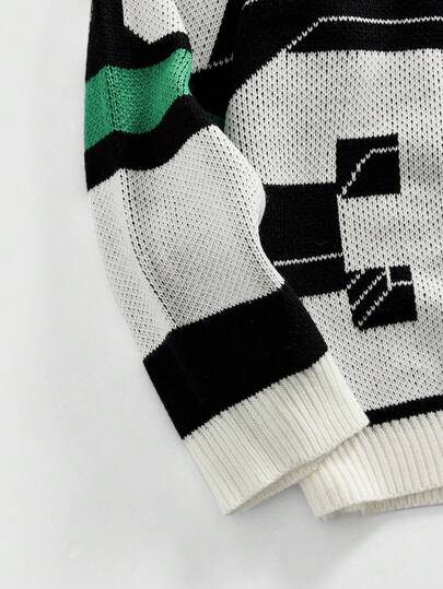 Suéter de cuello redondo y cuello alto de estilo de carreras para hombres