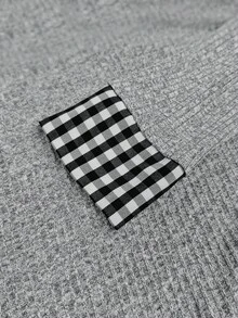 Resyla Women's Casual Plaid Patchwork Button Front Blouse, Autumn - Light Grey - View 4