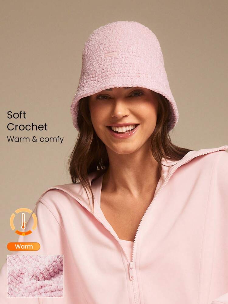 Winter Weave Soft Warm Plush Chenille Yarn Crochet Bucket Hat Autumn Winter Daily Casual Wear