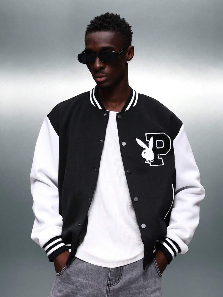 PLAYBOY X SUMWON Varsity Jacket With Snap Buttons And Logo