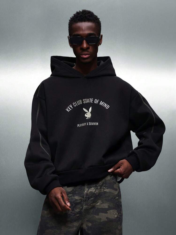 PLAYBOY X SUMWON Kapuzenpullover mit Brustaufdruck