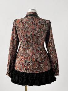 Sunspun Vintage Retro Muster Knopfkragen Langarm Jacke in Große Größen - Verschiedenfarbig - Übersicht 7