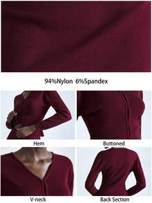 Maija 女士酒红色安哥拉羊毛针织V领长袖开衫搭配高腰针织半裙，舒适修身，四季皆宜，优雅都市时尚商务休闲办公装扮，秋冬季必备 - 酒紅色 - 查看 2