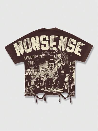 Street Life Camiseta gráfica de manga de murciélago de estilo callejero para hombres, adecuada para uso diario, primavera/verano