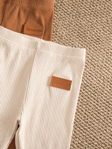 SHEIN 3pcs Young Girl Knitted Solid Color Casual Set,Autumn Clothes,Autumn, Fall Clothes,Fall,Fall Clothes For Baby,Fall&Winter,Halloween,Girl Fall Clothes,Girl Fall Tops,Mon And Daughter Matching ,New Fall Fashion,Sister And Me,Christmas - Brown - View 5