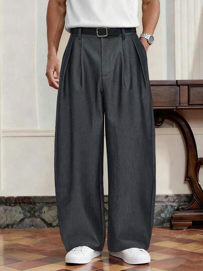 Manfinity Mode Pantalones casuales de corte holgado para hombres, adecuados para el uso diario en la oficina, salidas de fin de semana, viajes, reuniones con amigos, etc. Este pantalón es un artículo versátil y esencial en el guardarropa de un hombre, y hace un gran regalo para un novio o esposo.