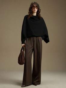 Ontre Women's Asymmetric Hem Poncho Sweater, Wool Blend, Elegant For Urban Commute, Business, Valentine's Day, Spring/Summer