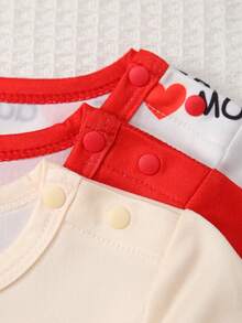 Bộ 3 quần áo liền thân cho bé sơ sinh, thiết kế họa tiết chữ vui nhộn, chất liệu vải mềm mại và thoải mái, phù hợp cho bé mặc thường ngày - Nhiều màu - Xem 6