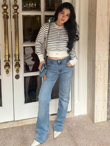 Áo len cardigan sọc nhiều màu thanh lịch dành cho nữ, thích hợp cho mùa thu, đông, năm mới, giáng sinh - Đen và trắng - Xem 5