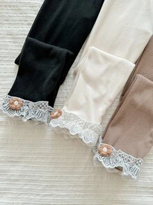 SHEIN LMoss Kids Young Girl French Elegant Leggings/Multi-Piece Set - Multicolor - View 5