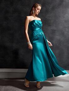 MOTF Soiréza SOLID RUCHED WAIST TUBE PROM DRESS - Blue - View 6