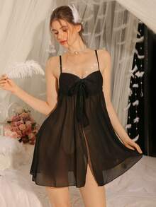 性感蕾丝雪纺吊带裙