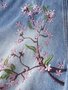 ROMWE MEN Street Life Herren Loose Fit Lässig Jeans mit Taschen & ausgefranstem Saum, Kirschblüten Muster