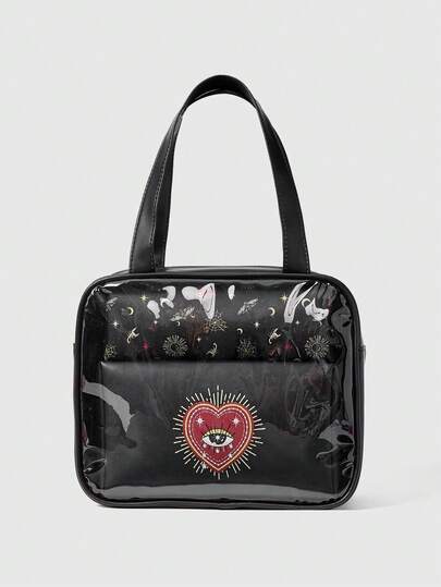 1pc Gothic Style Eye Print Fashion Portable 3 PiecesCosmetic Bag Set