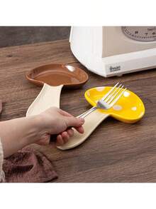 Joivida 1pc Ceramic Mushroom Shape Spoon Rest, Cute Mushroom Decor Spoon Holder Dish, Suitable For Cooking Spoon, Spatula, Kitchen Decor, Ceramic Tableware Stand, Warm Housewarming Gift - Multicolor - View 9