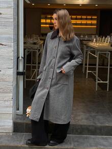 Livesso Veste régulière à la mode pour femmes, manteaux pour femmes en automne/hiver - Gris - Voir 6