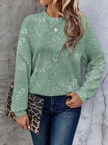 EMERY ROSE Áo sweatshirt dài tay cổ tròn dáng rộng in họa tiết hoa, phong cách thường ngày, dành cho nữ, thích hợp mặc mùa thu/đông. - Nhiều màu - Xem 3