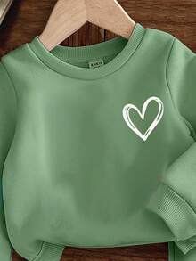 SHEIN Baby Girl Casual Minimalist Knit Soft Pullover Loose Long Sleeve Sweatshirt And Pants Set