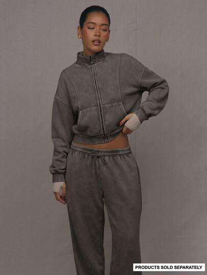 MUSERA Washed Zip Through Jacket Sweatshirt Tracksuit Seam Detail Back To School Autmun Winter Cosy Fall Chritmas Cute Casual Everyday Capsule Wardrobe Y2K Streetwear