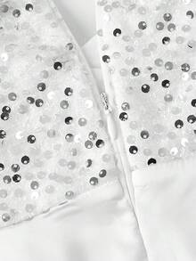 SHEIN MOD 女士白色露肩亮片优雅连衣裙，适合阵亡将士纪念日、毕业典礼、派对、女士派对礼服、修身连衣裙、蜜月旅行、婚礼宾客、度假等场合，飘逸连衣裙，派对礼服，修身连衣裙 - 白色 - 查看 3